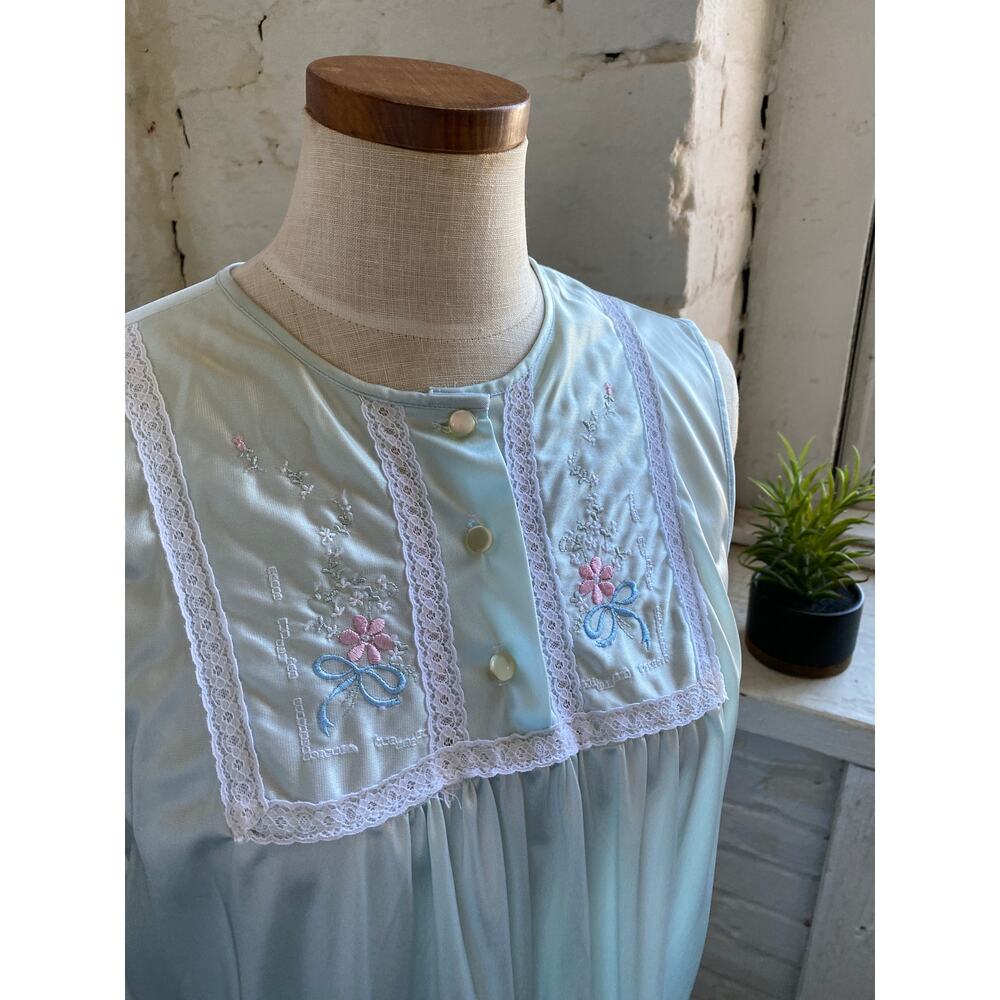 Vintage Slip Dress Lace Embroidered Floral Babydoll Romantic Coquette Nightie L - Picture 3 of 11